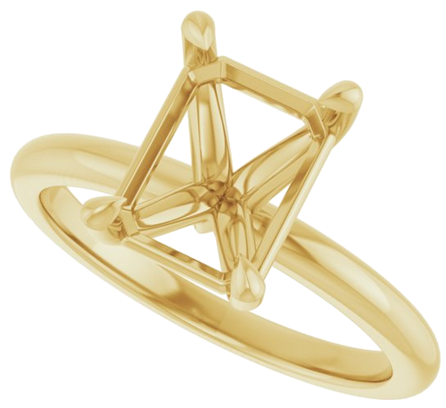 10K Yellow 9x7 mm Emerald Solitaire Engagement Ring Mounting (5)