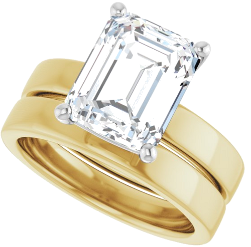 Sužadėtuvių Žiedas „Solitaire“ 14k yellow/white gold Emerald 10mm x 8mm (10)