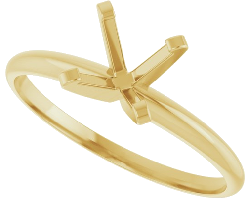 14K Yellow 6.5 mm Round Ultra-Lightweight Solitaire Engagement Ring Mounting (5)