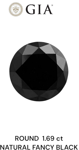 1.69 carat Fancy Black-VVS2 Excellent cut Natūralus Round Deimantas (1)