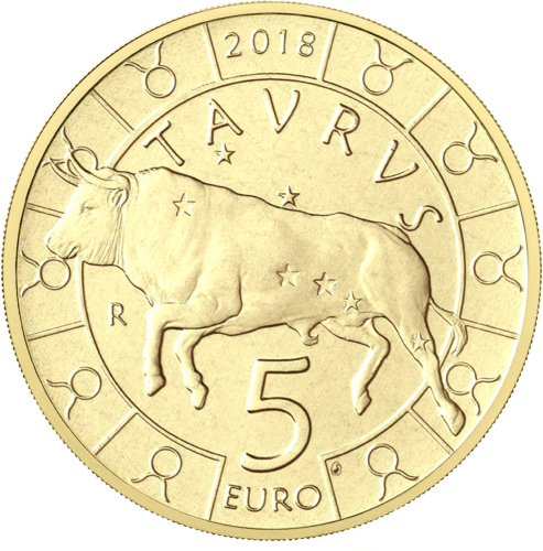 2018 San Marinas Jautis (Zodiakas) 5 eurų moneta (1)
