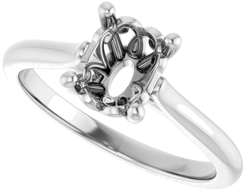 Sužadėtuvių Žiedas „Solitaire“ 585 Baltojo Aukso Oval 8mm x 6mm (5)