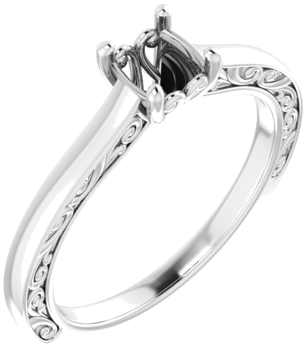 Platinum  5.2 mm Round Solitaire Engagement Ring Mounting (1)