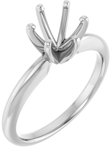 14K White 7 mm Round 6-Prong Solitaire Ring Mounting (1)