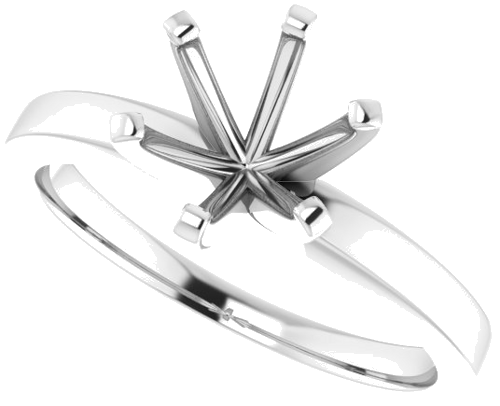 14K White 7.4 mm Round Solitaire Engagement Ring Mounting (5)