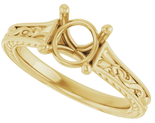 Sužadėtuvių Žiedas „Solitaire Scroll“ 10k yellow gold Round 7.4mm (5)