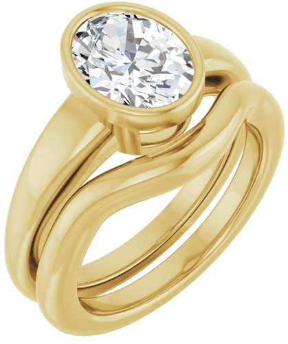 Sužadėtuvių Žiedas „Bezel-Set Solitaire“ 14k yellow gold Oval 9mm x 7mm (6)