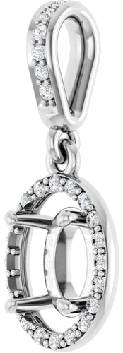 Pakabukas „Accented Halo-Style“ 14k white gold Oval 7mm x 5mm (2)