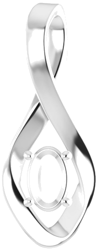 Pakabukas „Infinity-Inspired“ 585 Baltojo Aukso Oval 6mm x 4mm (1)