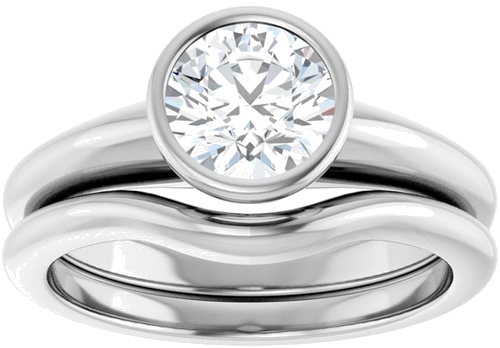 Sužadėtuvių Žiedas „Bezel-Set Solitaire“ 14k white gold Round 6.5mm (8)