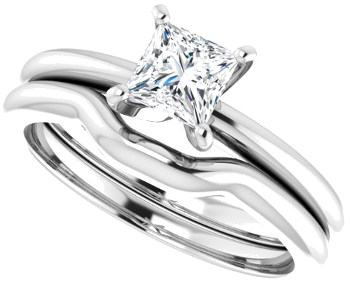 Sužadėtuvių Žiedas „Solitaire“ 585 Baltojo Aukso Square 4.5mm (10)