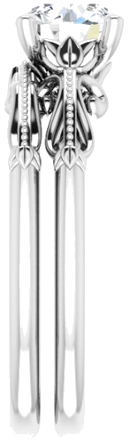 14K White 6.5 mm Round Sculptural-Inspired Solitaire Engagement Ring Mounting (9)