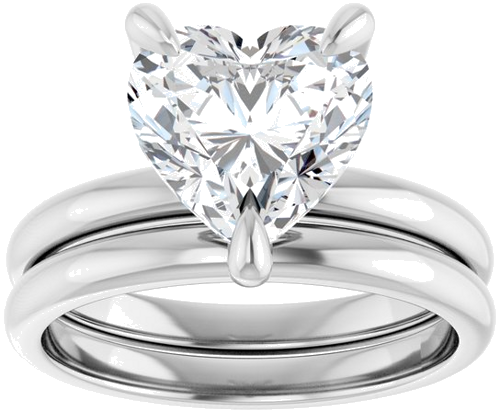 Sužadėtuvių Žiedas „Solitaire“ 14k white gold Heart 9mm (8)