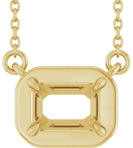 Pakabukas „Claw-Prong Solitaire Bezel-Style“ 14k yellow gold Emerald 6mm x 4mm (1)