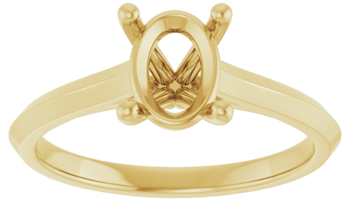 14K Yellow 8x6 mm Oval Solitaire Engagement Ring Mounting (3)