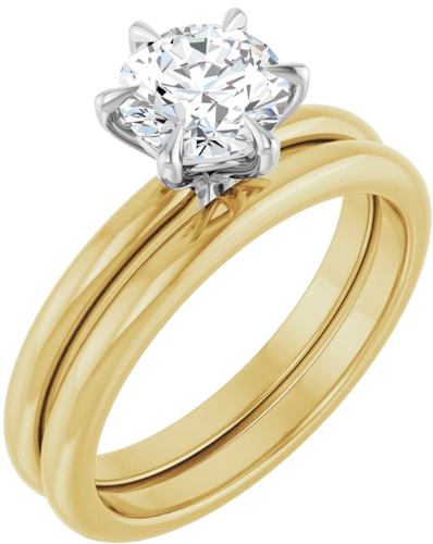Sužadėtuvių Žiedas „Solitaire“ 14k yellow/white gold Round 6.5mm (6)