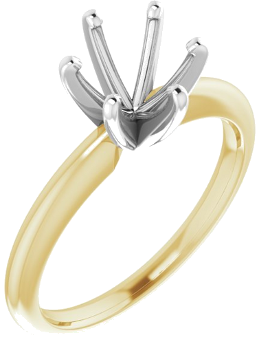 Sužadėtuvių Žiedas „Solitaire“ 14k yellow/white gold Round 7.3mm x 7.7mm (1)