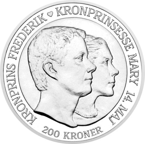 200 Kroner Crown Prince's Wedding 2004 Kingdom of Denmark Silver Coin (1)