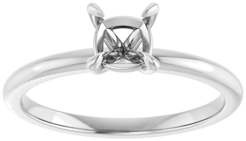 14K White  5x5 mm Cushion Solitaire Engagement Ring Mounting (3)