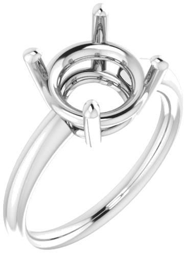 14K White 10 mm Round Engagement Ring Mounting (1)