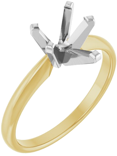 14K Yellow White 9x6mm Pear Solitaire Engagement Ring Mounting (1)