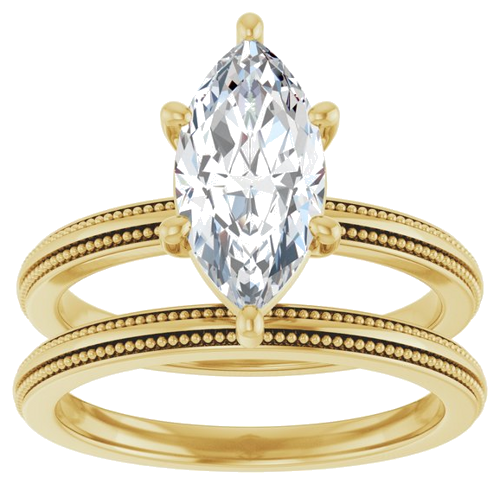 Sužadėtuvių Žiedas „Solitaire Milgrain“ 14k yellow gold Marquise 12mm x 6mm (8)