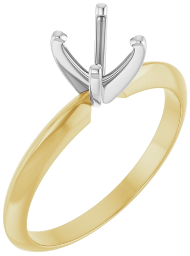 14K Yellow White 5.7-6 mm Round 4-Prong Light Solitaire Ring Mounting (1)