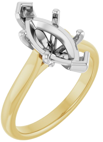 Sužadėtuvių Žiedas 14k yellow/white gold Marquise 14mm x 7mm (1)