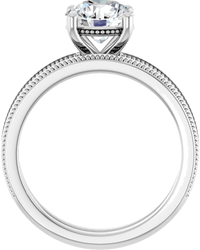 Sužadėtuvių Žiedas „Solitaire Milgrain“ 14k white gold Round 7.4mm (7)