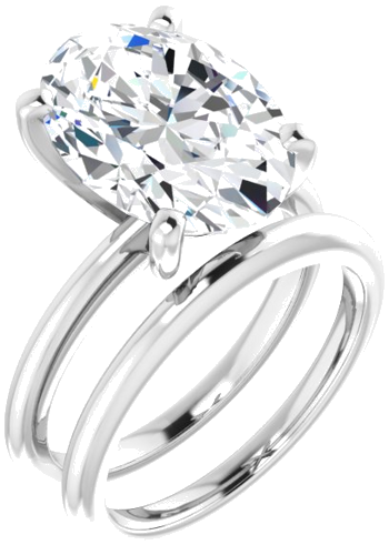 14K White  14x10 mm Oval Solitaire Engagement Ring Mounting (6)