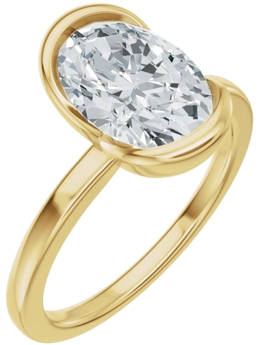 Sužadėtuvių Žiedas „Half Bezel Solitaire“ 14k yellow gold Oval 10mm x 7mm (1)