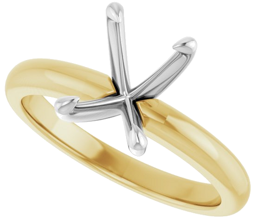 14K Yellow White 8x6 mm Emerald Solitaire Engagement Ring Mounting (5)