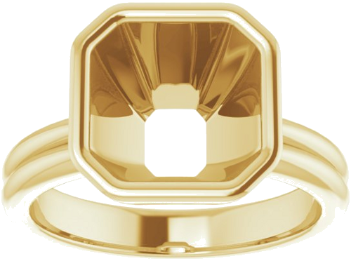 Sužadėtuvių Žiedas „Bezel-Set Solitaire“ 750 Geltonojo Aukso Asscher 9mm (3)