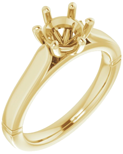14K Yellow  6.5 mm Round Solitaire Engagement Ring Mounting (1)