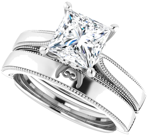 Sužadėtuvių Žiedas „Solitaire“ 14k white gold Square 6.5mm (10)