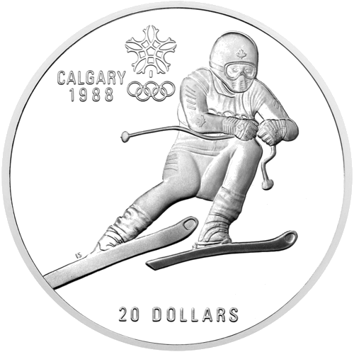 1985 Olimpiskās spēles Kanāda 20 dolāru sudraba monēta (1)