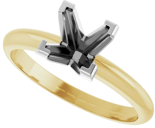 14K Yellow White 6 mm Square V-End 4-Prong Engagement Ring Mounting (5)