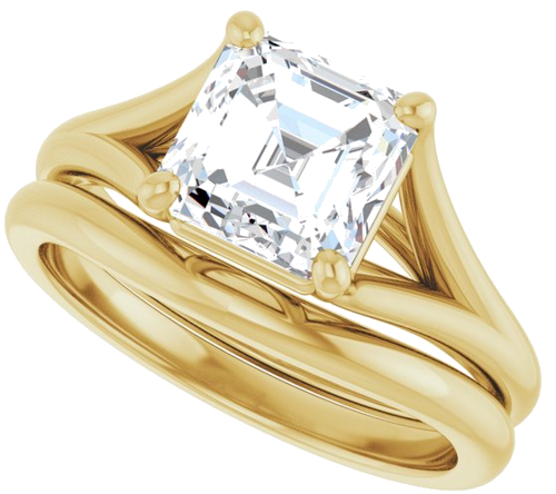 Sužadėtuvių Žiedas „Solitaire“ 14k yellow gold Asscher 7mm (10)