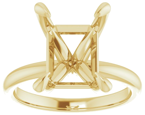 10K Yellow  11x9 mm Emerald Solitaire Engagement Ring Mounting (3)