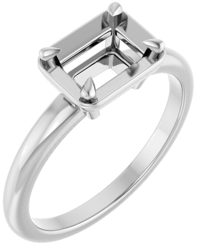 Sužadėtuvių Žiedas „Claw-Prong Solitaire Bezel-Style“ 14k white gold Emerald 7mm x 5mm (1)