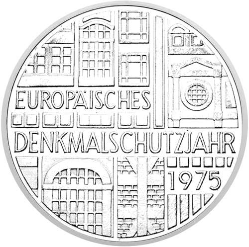 1975 Architektūrinis paveldas Vokietija 5 markių sidabrinė moneta (1)