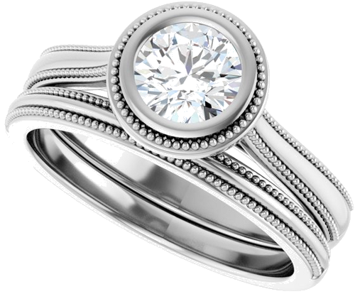 Sužadėtuvių Žiedas „Bezel-Set Solitaire“ 14k white gold Round 5.5mm (10)