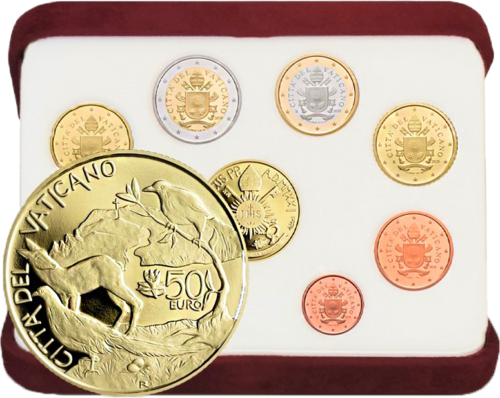 2021 Vatican coat of arms Francis Proof coin set with 50 euro gold coin (1)