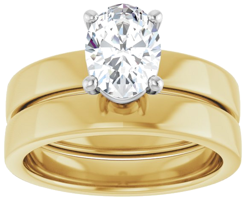 Sužadėtuvių Žiedas „Solitaire“ 14k yellow/white gold Oval 8mm x 6mm (8)