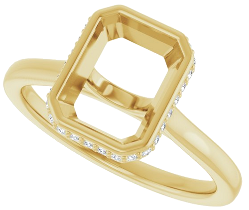 Sužadėtuvių Žiedas „Hidden Halo-Style“ 14k yellow gold Emerald 9mm x 7mm (5)