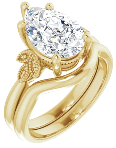 14K Yellow 12x8 mm Pear Solitaire Engagement Ring Mounting (6)