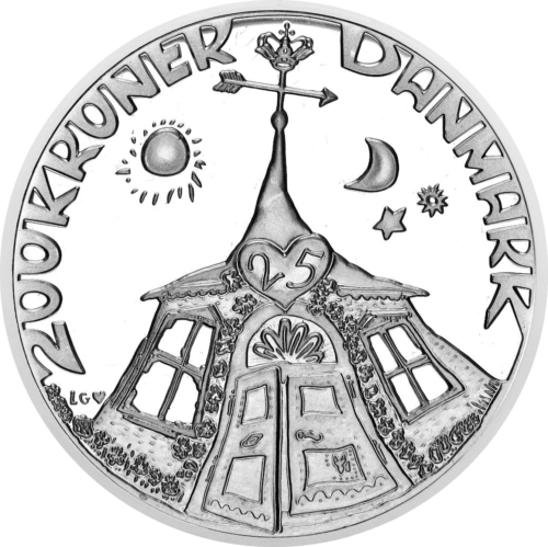 200 kronas Kāzu gadadiena 1992 Dānijas Karaliste sudraba monēta (1)