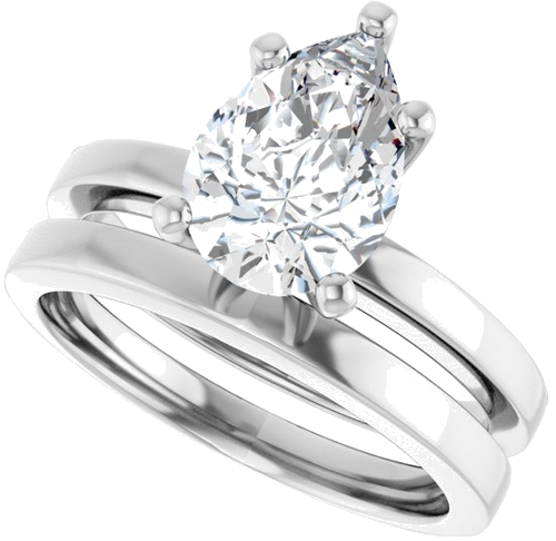 10K White 10x7 mm Pear Solitaire Engagement Ring Mounting (10)