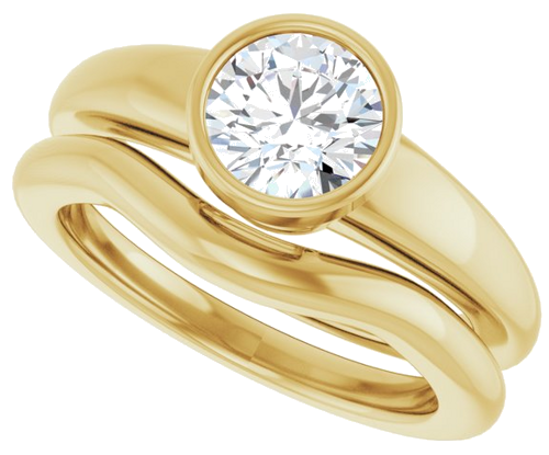 Sužadėtuvių Žiedas „Bezel-Set Solitaire“ 14k yellow gold Round 6.5mm (10)