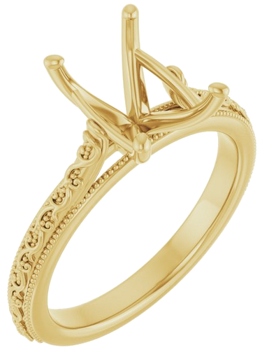 Sužadėtuvių Žiedas „Solitaire Sculptural“ 14k yellow gold Emerald 9mm x 7mm (1)